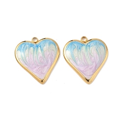 Сливовый 304 нержавеющей стальной эмали подвески, сердце прелести, ионное покрытие (ip), реальный 18 k позолоченный, слива, 18x16x2.5 мм, отверстие : 1.5 мм