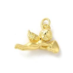 Angel & Fairy Латунь прелести, с целью перехода в кольце, реальный 14 k позолоченный, ангел и фея, 10.5x15x4 мм