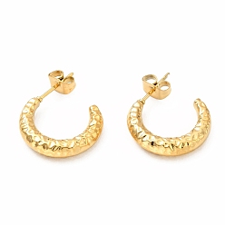 Golden Ion Plating(IP) 304 Stainless Steel Crescent Moon Stud Earrings, Half Hoop Earrings for Women, Golden, 14x18x3.5mm, Pin: 0.7mm