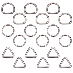 Нержавеющая Сталь Цвет 18 шт. 3 стили соединительных колец из нержавеющей стали, не тускнеет, разнообразные, цвет нержавеющей стали, 30~34x30~32.5x3~3.5 мм, внутренний диаметр: 25 мм, 6 шт / стиль