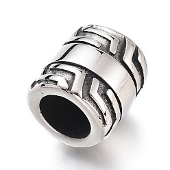 Античное Серебро 304 из нержавеющей стали европейские шарики, бусины с большим отверстием, колонка, античное серебро, 10x10 мм, отверстие : 6 мм