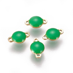 Зеленый Ионное покрытие (ip) 304 эмалированные соединители из нержавеющей стали, эмалированные блестки, плоско-круглые, золотые, зелёные, 9.5x6x3.5 мм, отверстие : 1.2 мм