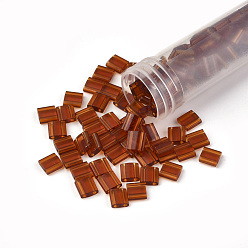 (TL134) Transparent Dark Topaz MIYUKI TILA Beads, Japanese Seed Beads, 2-Hole, (TL134) Transparent Dark Topaz, 5x5x1.9mm, Hole: 0.8mm, about 590pcs/50g