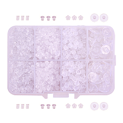 Clear Plastic Ear Nuts, Earring Backs, Clear, 2.5~10x3~6mm, 1666pcs/Box