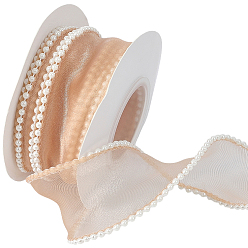 Цвет Древесины Полиэфирные ленты, с пластиковой бисера, для аксессуаров для одежды, деревесиные, 1-5/8 дюйм (40 мм), около 4.92 ярдов (4.5 м) / рулон