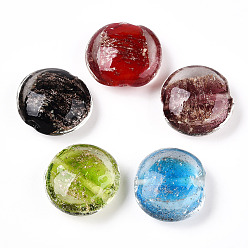 (52) Непрозрачная лаванда Светящиеся бусины лэмпворк из золота и песка ручной работы, светится в темноте, плоско-круглые, разноцветные, 25~26.5x27.5~28.5x12~13 мм, отверстие : 1.2~2.5 мм