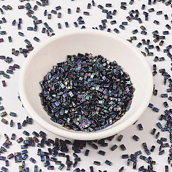 (HTL455) Iris azul variado metálico Cuentas de media tila miyuki, granos de la semilla japonés, 2 agujero, (htl 455) iris azul abigarrado metálico, 5x2.3x1.9 mm, agujero: 0.8 mm, Sobre 12500 unidades / 500 g