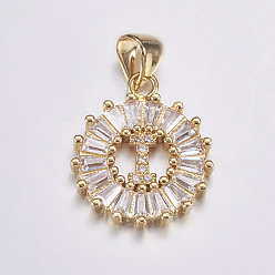 Letter I Долговечные покрытые и стойки латунные микропроволочные кубические буквы из циркония, плоско-круглые, реальный 18 k позолоченный, letter.i, 19x15.5x2.5 мм, отверстие : 3.5x4 мм