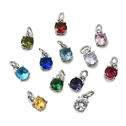 (52) Непрозрачная лаванда 12Тема камней по знаку зодиака 304Подвески из нержавеющей стали, круглые, с k 9 стеклом, полировка, с целью перехода в кольце, граненые, разноцветные, 10.5x7x6 мм, отверстие : 2.2x4.4 мм
