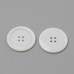 White 4-Hole Acrylic Buttons, Flat Round, White, 38x4mm, Hole: 3mm