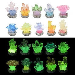 Color mezclado Decoraciones de exhibición con forma de coral de resina luminosa, brillan en la oscuridad, Para decoración de acuarios y peceras., color mezclado, 18.5~24.5x17.5~23.5x22.5~30 mm