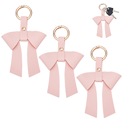 Pink Брелки из искусственной кожи, бантом, Сплав с застежками, золотые, розовые, 150 мм