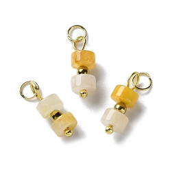 Топаз Нефрит Подвески из натурального топаза и нефрита в виде диска, с 304 кольцами из нержавеющей стали, золотые, 17~17.5x6~7 мм, отверстие : 3.5 мм