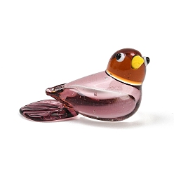 Pink Figurine d'oiseau en verre filé faite à la main, décorations de bureau et de maison, rose, 40x20x22mm