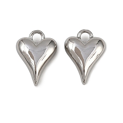 Платина Латунные подвески, сердце прелести, долговечный, без кадмия и без свинца, стойки покрытие, платина, 14.5x10.5x5.5 мм, отверстие : 2 мм