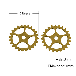 Античное Золото Сплавочные подвески тибетского стиля, без кадмия, без никеля и без свинца, плоские круглые / винтиком, античное золото , 25x1 мм, отверстие : 3 мм