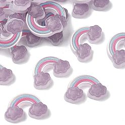 Орхидея Пластиковые эмалевые кабошоны, радуга, сиреневые, 17x26.5x4.7 мм