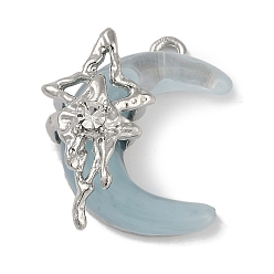 Небесно-голубой Подвески из платинового сплава со стразами из смолы и стекла, луна, голубой, 20.5x19.5x11 мм, отверстие : 1.6 мм