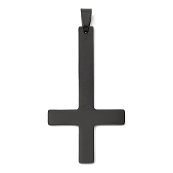 Черный 201 подвески из нержавеющей стали, крест очарование, лазерная резка, чёрные, 55x30x1.5 мм, отверстие : 7x4 мм