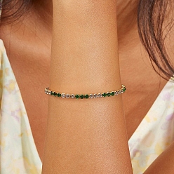Vert Véritable bracelet à maillons en argent sterling plaqué or k et sterling, bracelets de tennis en zircone cubique, avec cachet s, verte, 14 pouce (925 cm)