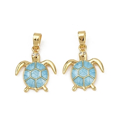 Темно-Голубой Латунные микро проложить кубического циркония подвески, без кадмия и без свинца, с эмалью, Морская черепаха, реальный 18 k позолоченный, глубокое синее небо, 18x15x2.5 мм, отверстие : 5x2.3 мм
