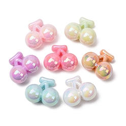 Mixed Color UV Plating Opaque Acrylic Beads, Iridescent, Cherry, Mixed Color, 18x22x11.5mm, Hole: 3mm