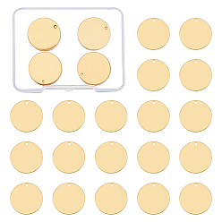 Golden Brass Pendants, Flat Round, Blank Stamping Tag, Golden, 20x0.5mm, Hole: 1.4mm, 30pcs/box