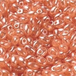 Chocolate Opaque ABS Beads, Double Hole, Oval, Chocolate, 6x4.5x3.3mm, Hole: 1.2mm, about 14516pcs/500g