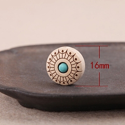 Wheat Poplar Wood Beads, with Synthetic Turquoise, Wheat, 16x11mm