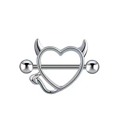 Нержавеющая Сталь Цвет 304 Кольца для сосков из нержавеющей стали со стразами, булавки для пирсинга сосков, цвет нержавеющей стали, 18x23 мм, штифты : 1.6 мм