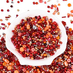 Красный Выпечка краска стеклянные бусины, для изготовления ювелирных изделий, разнообразные, красные, 2.5~7x4~7x1.8~10 мм, отверстие : 0.8~2 мм, Около 3000 шт / фунт