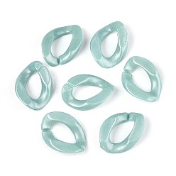 Бледно-бирюзовый Непрозрачные акриловые соединительные кольца, разъемы для быстрой связи, для изготовления ювелирных цепочек, твист, бледные бирюзовая, 23x16.5x4.5 мм, внутренний диаметр: 13x6.5 мм, Около 820 шт / 500 г