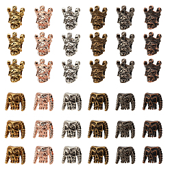 Mixed Color Tibetan Style Alloy Beads, Skull, Mixed Color, 9.5~13x10.5~11x6.5~9.5mm, Hole: 1.5~3mm, 48pcs/set