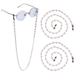 Light Gold Цепочки со стразами и бусинами из сплава для очков на шею, цепочки для очков с резиновыми петлями на концах, золотой свет, 750 мм