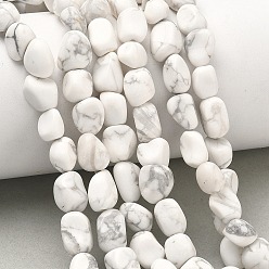 Howlite Chapelets de perles howlite naturelles , pierre tombée, nuggets, 6~13x5~8x4~8mm, Trou: 0.7mm, Environ 17~22 pcs/chapelet, 6.89~7.09 pouce (17.5~18 cm)