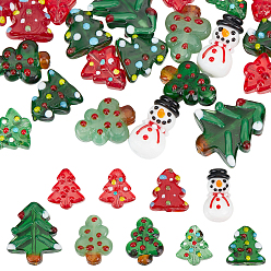 (52) Непрозрачная лаванда 22шт 9 стили рождественская тематика бусины ручной работы лэмпворк, новогодняя елка и снеговик, разноцветные, 16~27x12.2~21x4~11 мм, отверстие : 0.8~2 мм