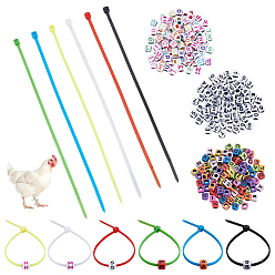 Mixed Color 6Pcs 6 Colors Nylon Cable Ties, with 300Pcs Cube Acrylic Beads, Mixed Color, 6x6x6mm, Hole: 3mm