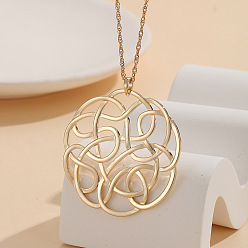 Золотой Длинные ожерелья из сплава с полым цветком для женщин, золотые, 27.95~29.92 дюйм (71~76 см)