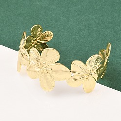 Настоящее золото 18K Браслеты-манжеты с цветком из латуни для женщин, стойки покрытие, долговечный, без свинца и без кадмия, реальный 18 k позолоченный, внутренний диаметр: 2-5/8 дюйм (6.55 см)