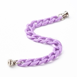 Medium Orchid Opaque Acrylic Curb Chain Phone Case Chain, with Brass Screw nut and Iron Screws, for DIY Phone Case Decoration, Medium Orchid, 19cm