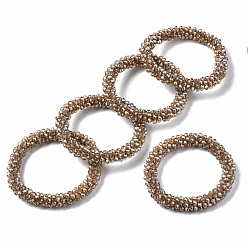 Peru Faceted Transparent Glass Beads Stretch Bracelets, Pearl Luster Plated, Rondelle, Peru, Inner Diameter: 2 inch(5cm)