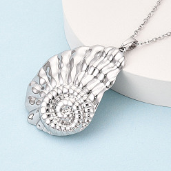 Нержавеющая Сталь Цвет 304 подвесные из нержавеющей стали ожерелья, формы раковины, не тускнеет, цвет нержавеющей стали, 17.72~18.11 дюйм (45~46 см)