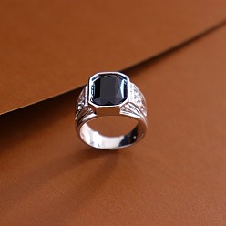Реактивный Самолет Мужские перстни со стразами из сплава, квадратный, платина, струя, размер США 10 (19.8 мм)