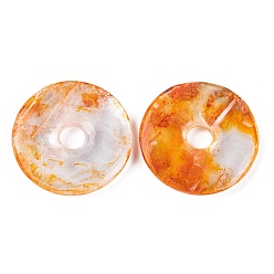 Темно-Оранжевый Подвески, окрашенные натуральным кальцитом, подвески в виде пончиков/пи-дисков, темно-оранжевый, 40x5.5~6.5 мм, отверстие : 8 мм