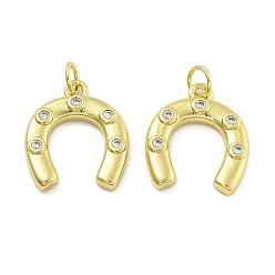 Настоящее золото 18K Латунные микро проложить кубического циркония подвески, без кадмия, без никеля и без свинца, подковы прелести, с целью перехода в кольце, реальный 18 k позолоченный, 18x15.5x2.5 мм, отверстие : 3.5 мм