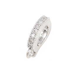 Платина Латунное микропейв, прозрачный кубический цирконий, складные застежки, стойки покрытие, долговечный, без свинца и без кадмия, овальные, платина, 13x2x8 мм, отверстие : 1.2 мм