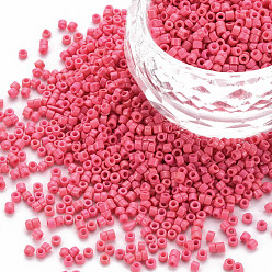 Cerise Glaszylinderperlen, Perlen, Backen Farbe, Rundloch, cerise, 1.5~2x1~2 mm, Bohrung: 0.8 mm, ca. 45000 Stk. / Beutel, ungefähr 1Pfund/Beutel