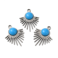 Нержавеющая Сталь Цвет 304 подвески из нержавеющей стали, фанатские прелести, с синтетическими бирюзовый, цвет нержавеющей стали, 26x20.5x5 мм, отверстие : 1.8 мм