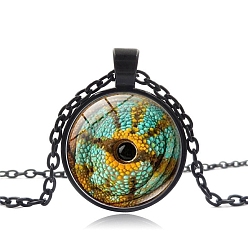 Бирюза Ожерелья-цепочки из сплава, стеклянные ожерелья с подвесками в виде драконьего глаза для свитера, чёрные, бирюзовые, 16-7/8 дюйм (43 см)