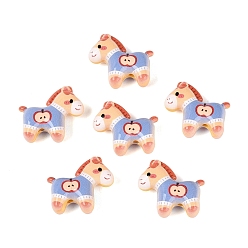Moccasin Printed Opaque Acrylic Beads, Horse with Apple, Moccasin, 26.5x29x11.5~12mm, Hole: 2.8mm